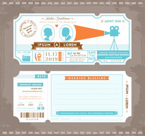 Wedding Invitation Template Illustrator Unique Wedding Invitation Ticket Template Vector Free Vector In