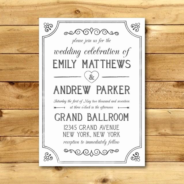 Wedding Invitation Word Template Best Of Printable Vintage Style Wedding Invitation Template Dark