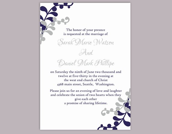 Wedding Invitation Word Template Elegant Diy Wedding Invitation Template Editable Word File Instant