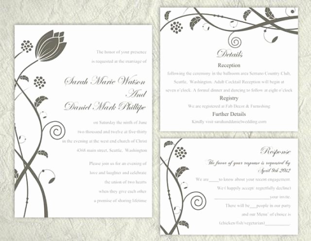 Wedding Invitation Word Template Elegant Diy Wedding Invitation Template Set Editable Text Word