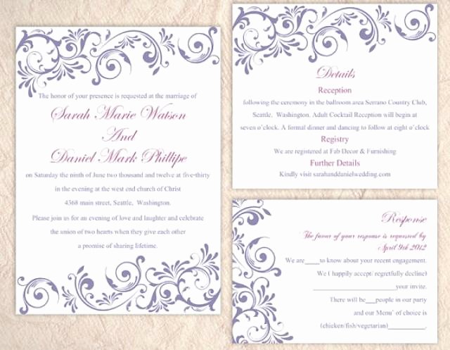 Wedding Invitation Word Template Luxury Diy Wedding Invitation Template Set Editable Word File