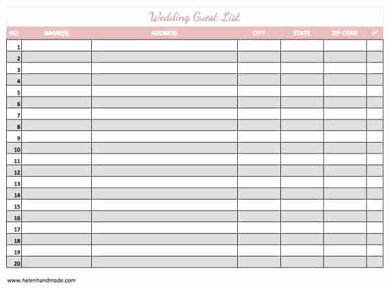 Wedding Invitations List Template Beautiful 17 Wedding Guest List Templates Excel Pdf formats