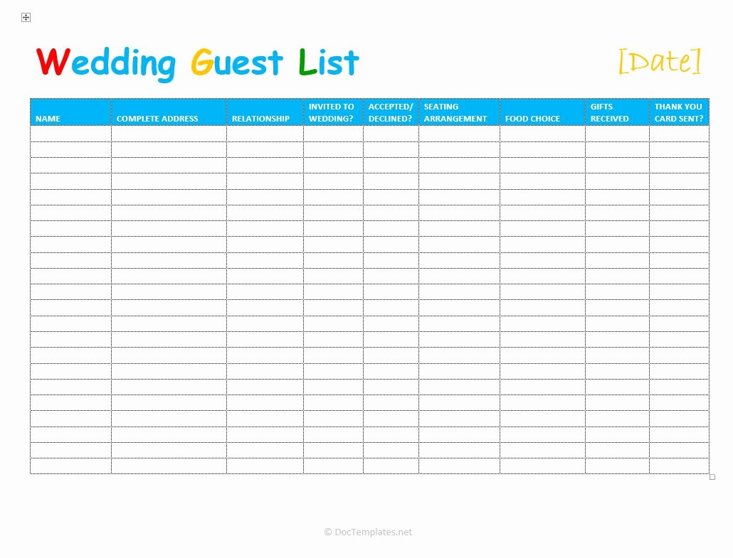 Wedding Invitations List Template Beautiful 7 Free Wedding Guest List Templates and Managers