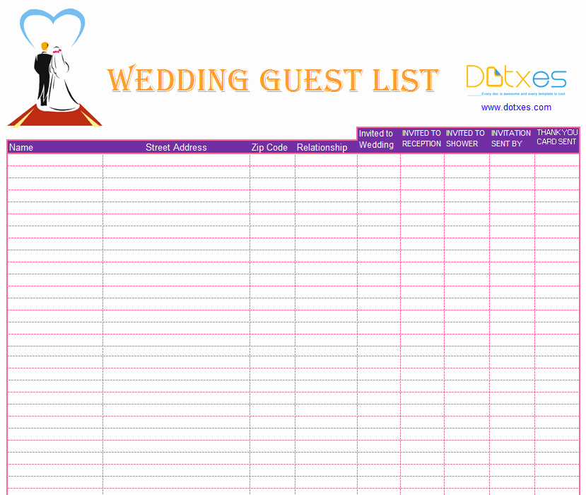 Wedding Invitations List Template Luxury Blank Wedding Guest List Template Dotxes