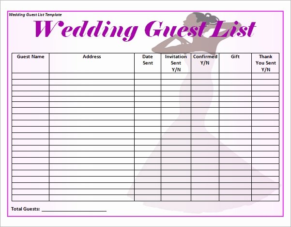 Wedding Invitations List Template Luxury Free 16 Wedding Guest List Templates In Pdf Word