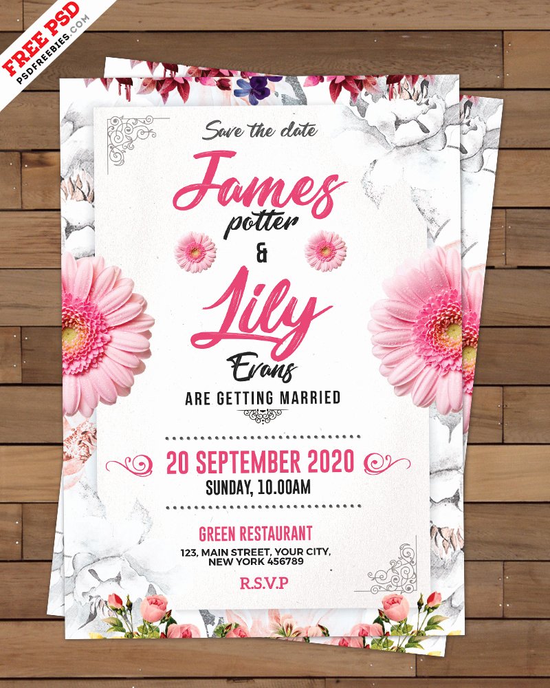 Wedding Invitations Photoshop Template Awesome Wedding Invitation Card Template Psd