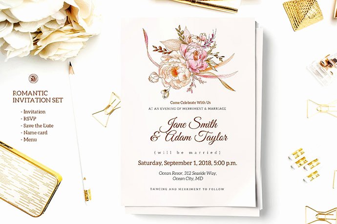 Wedding Invitations Photoshop Template Elegant 25 Gorgeous Psd Wedding Invitation Templates – Bashooka