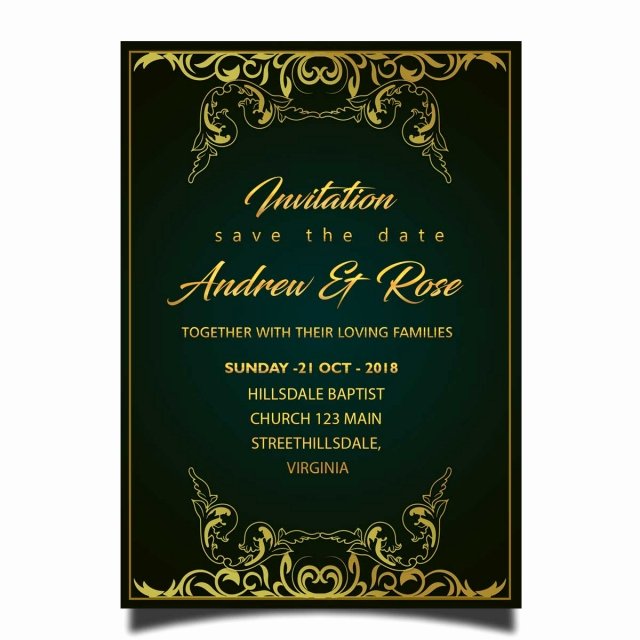 Wedding Invitations Photoshop Template Fresh Royal Wedding Invitation Card Template Psd with Gold Frame