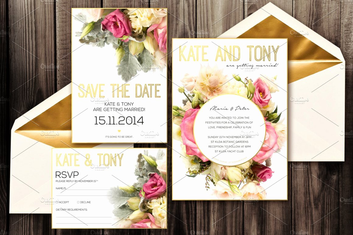 Wedding Invitations Photoshop Template Inspirational Blush Wedding Invitation Pack Psd Wedding Templates