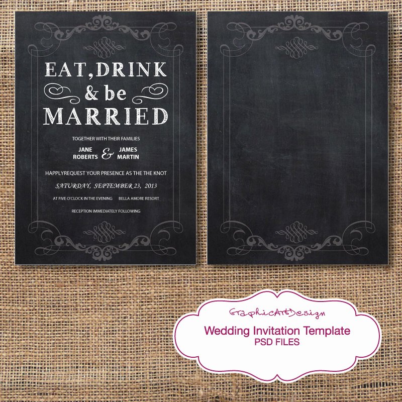 Wedding Invitations Photoshop Template Inspirational Chalkboard Wedding Invitation Card Shop by