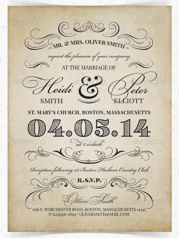 sample vintage wedding invitation