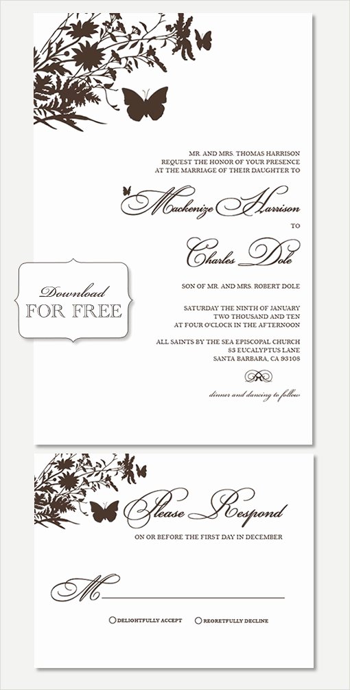 Wedding Invitations Template Free Unique Free Printable Wedding Invitation Templates