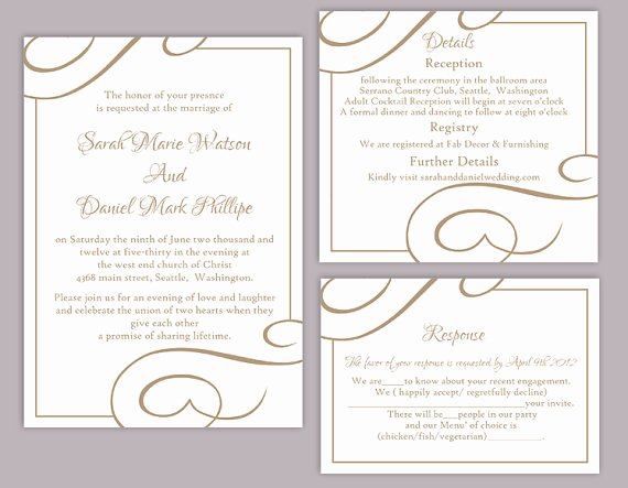 Wedding Invitations Word Template Awesome Diy Wedding Invitation Template Set Editable Word File