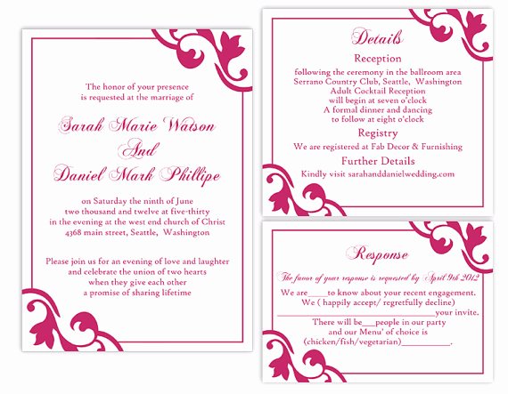 Wedding Invitations Word Template Beautiful Diy Wedding Invitation Template Set Editable Word File