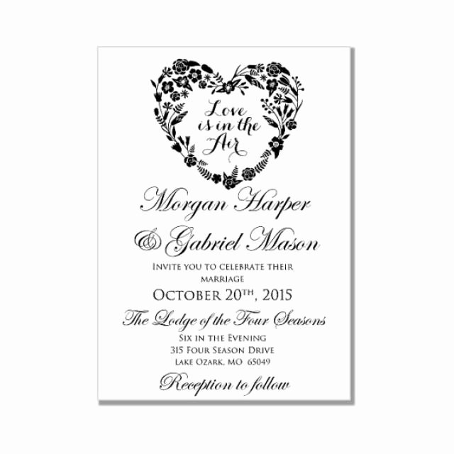 Wedding Invitations Word Template Beautiful Wedding Invitation Template Love is In the Air Heart