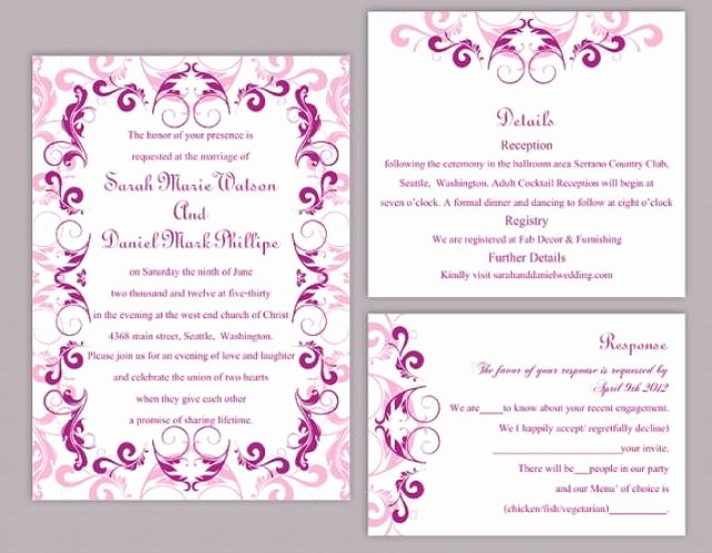 Wedding Invitations Word Template Fresh Diy Wedding Invitation Template Set Editable Word File