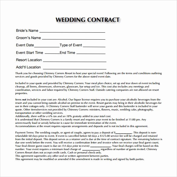 Wedding Planner Contract Template Free Awesome Wedding Contract Template 23 Download Documents In Pdf