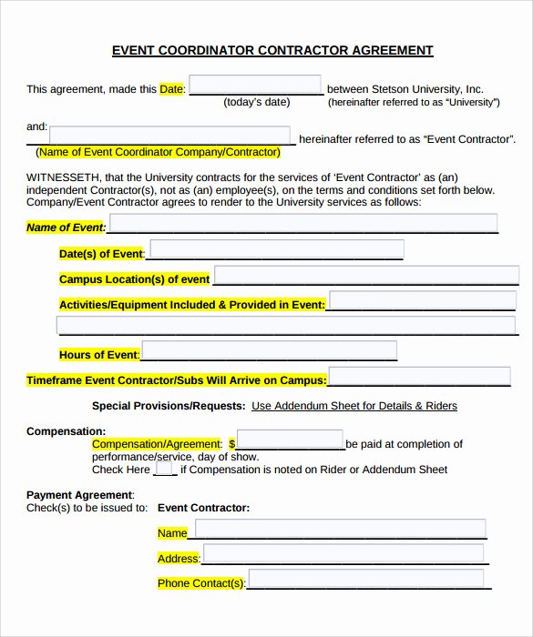 Wedding Planner Contract Template Free Best Of event Contract Template 25 Download Documents In Pdf