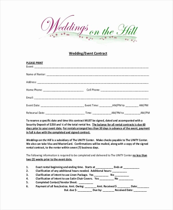 Wedding Planner Contract Template Free Fresh Image Result for Wedding Planner Contract form