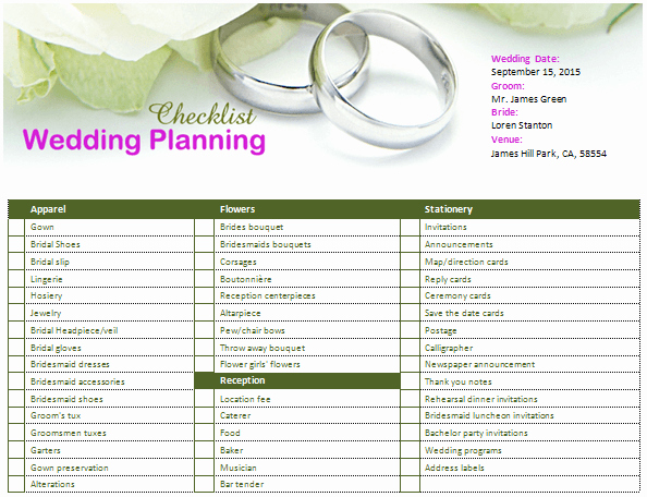 Wedding Planner Template Free Best Of Ms Word Wedding Planning Checklist