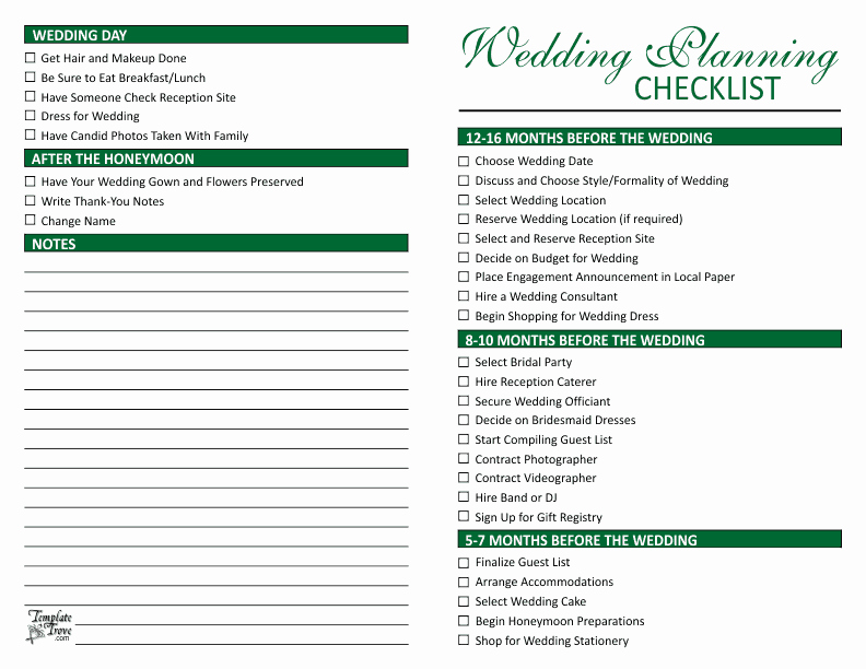 Wedding Planning Checklist