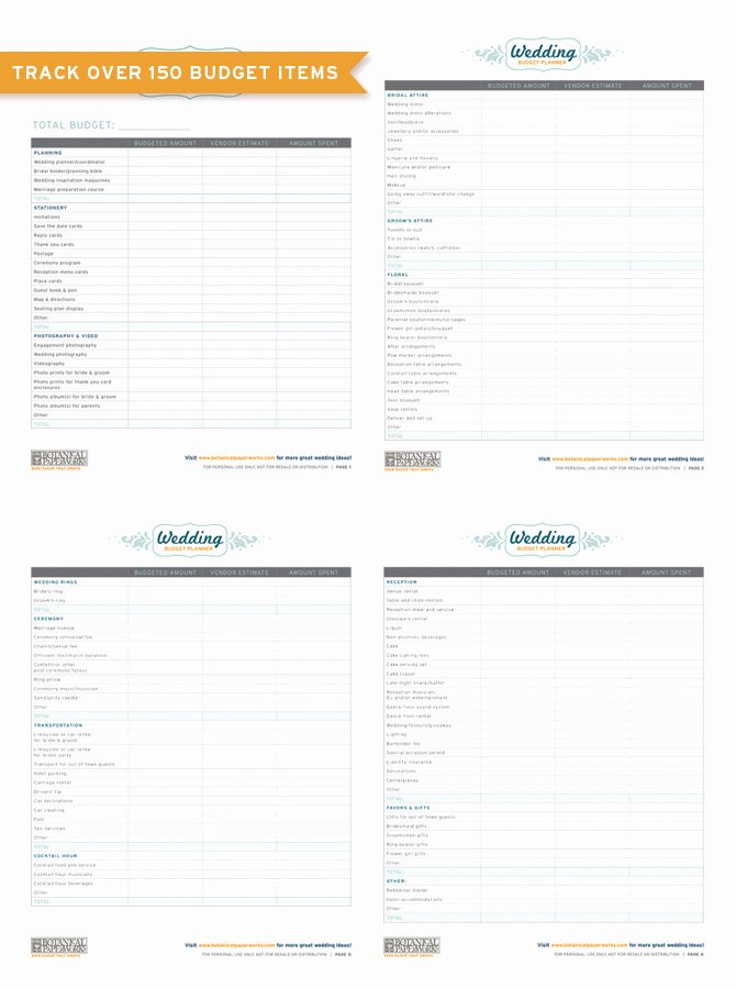 Wedding Planner Template Free Elegant Free Printables Wedding Bud Planner