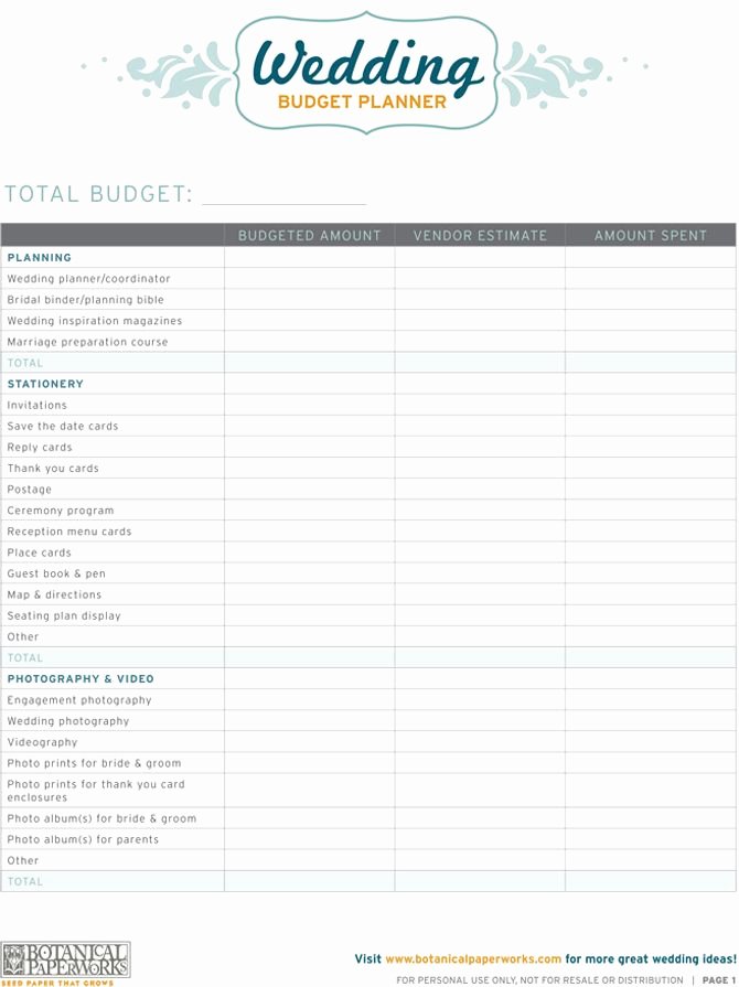 Wedding Planner Template Free Inspirational Free Printable Wedding Bud Planner