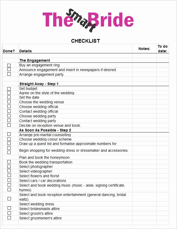 Wedding Planner Template Free Unique Wedding Checklist Template