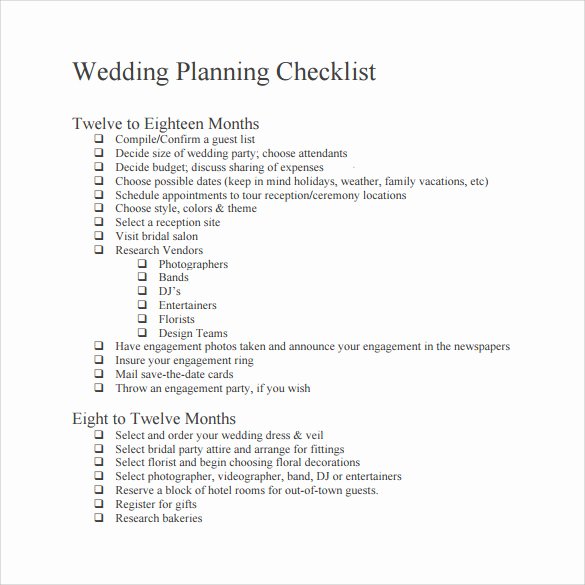 Wedding Planner Template Word Best Of Sample Wedding Checklist 14 Documents In Pdf Word