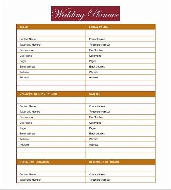 Wedding Planner Template Word Fresh 13 Wedding Planner Templates – Pdf Word format Download