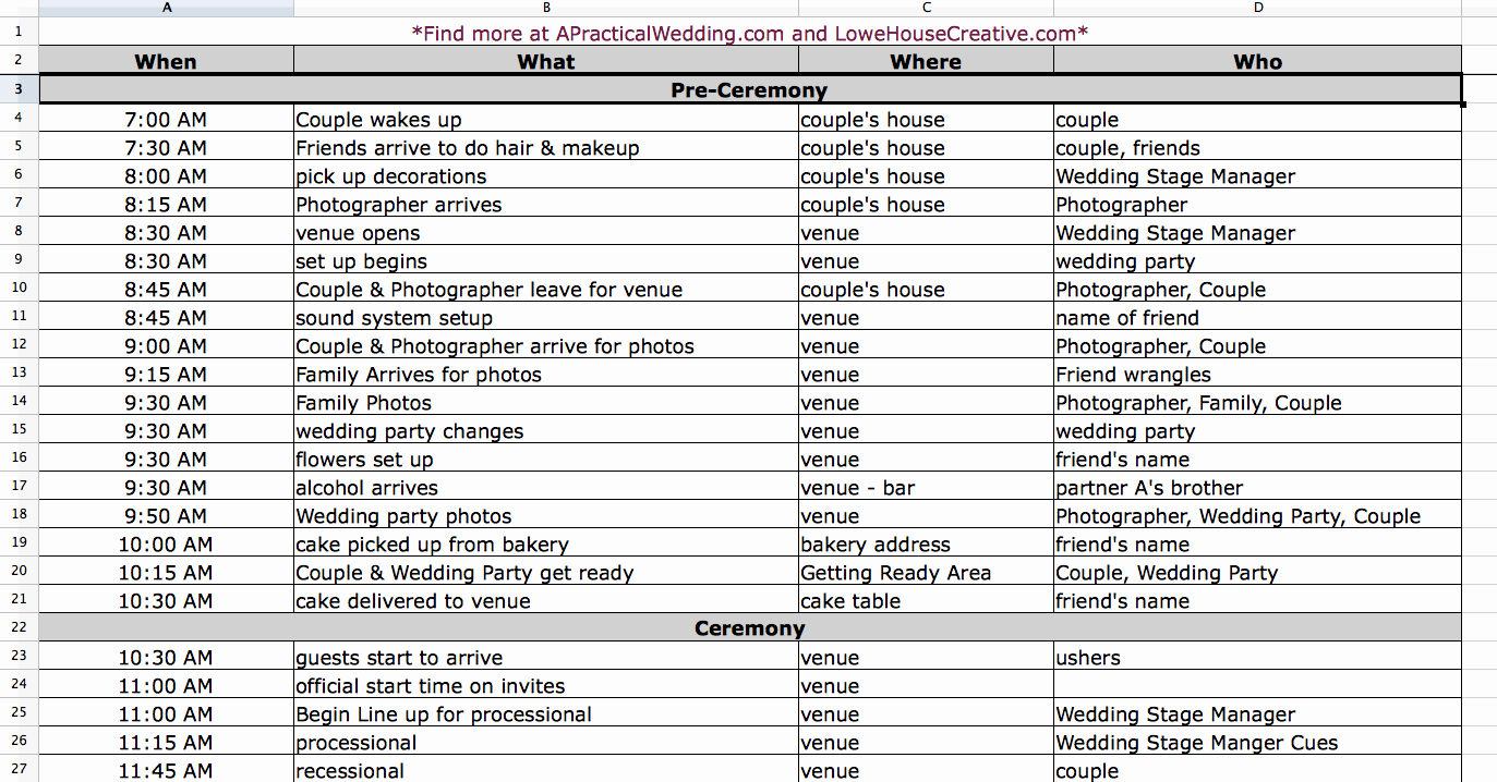 Wedding Planner Timeline Template Awesome Free Huge Selection Of Wedding Planning Spreadsheets and