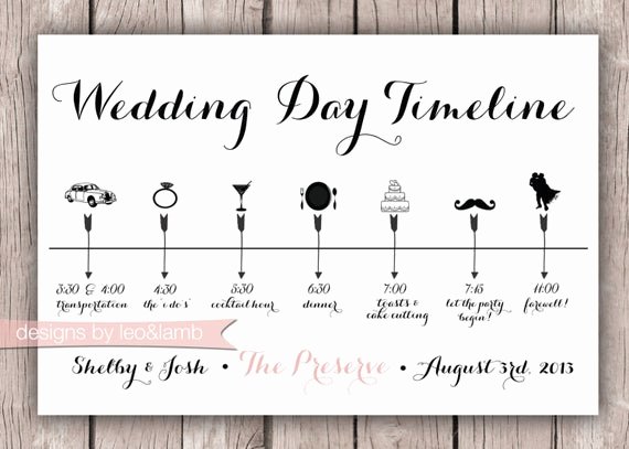 Wedding Planner Timeline Template Elegant Custom Wedding Timeline 5x7 Digital File