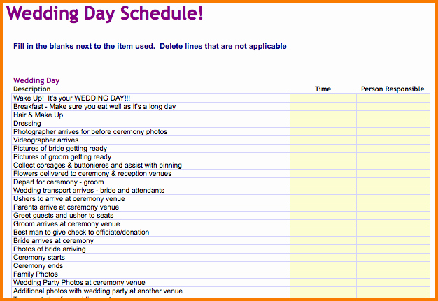 Wedding Planner Timeline Template Inspirational Wedding Day Schedule Template