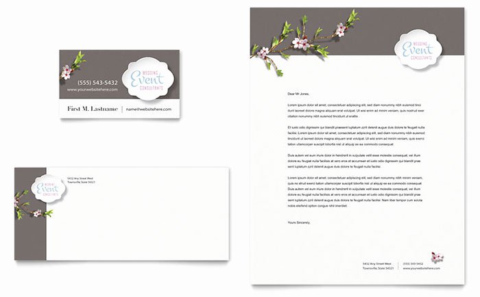 Wedding Planner Website Template Lovely Wedding Planner Business Card &amp; Letterhead Template Design