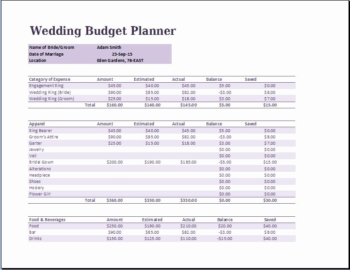 Wedding Planning Budget Template Unique Wedding Bud Planner Template