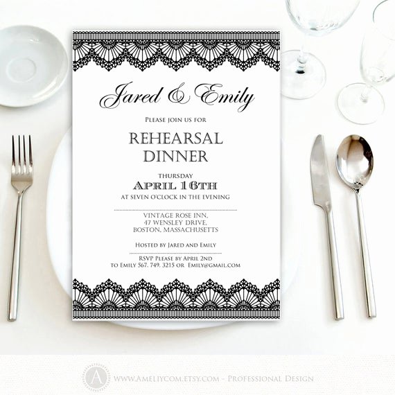 Wedding Rehearsal Dinner Invitation Template Fresh Rehearsal Dinner Invitation Printable Black Lace Weddings