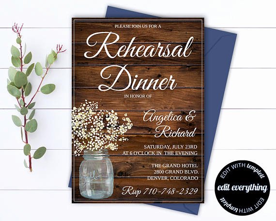 Wedding Rehearsal Dinner Invitation Template Fresh Rustic Wedding Rehearsal Dinner Invitation Template Wedding