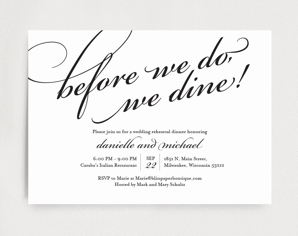 wedding rehearsal dinner invitation