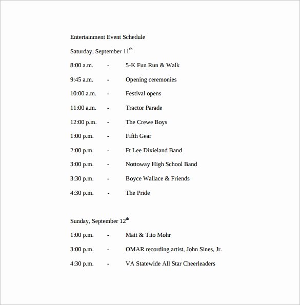 Wedding Schedule Of events Template Best Of Sample event Schedule Template 18 Free Documents In