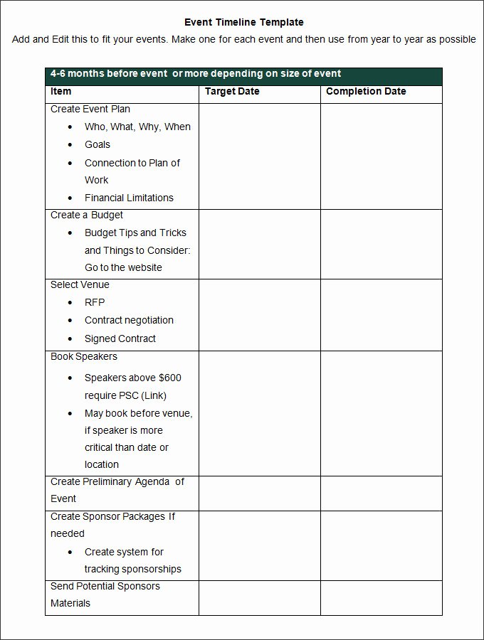 event planning timeline template