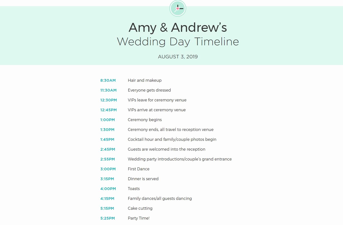 Wedding Schedule Of events Template Lovely Free Wedding Itinerary Templates and Timelines