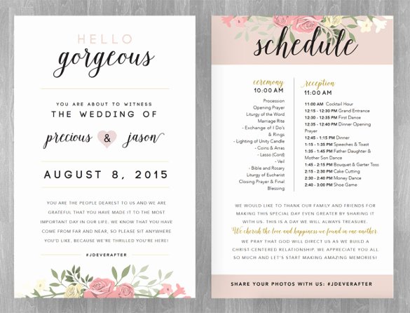 Wedding Schedule Of events Template New 30 Wedding Schedule Templates &amp; Samples Doc Pdf Psd