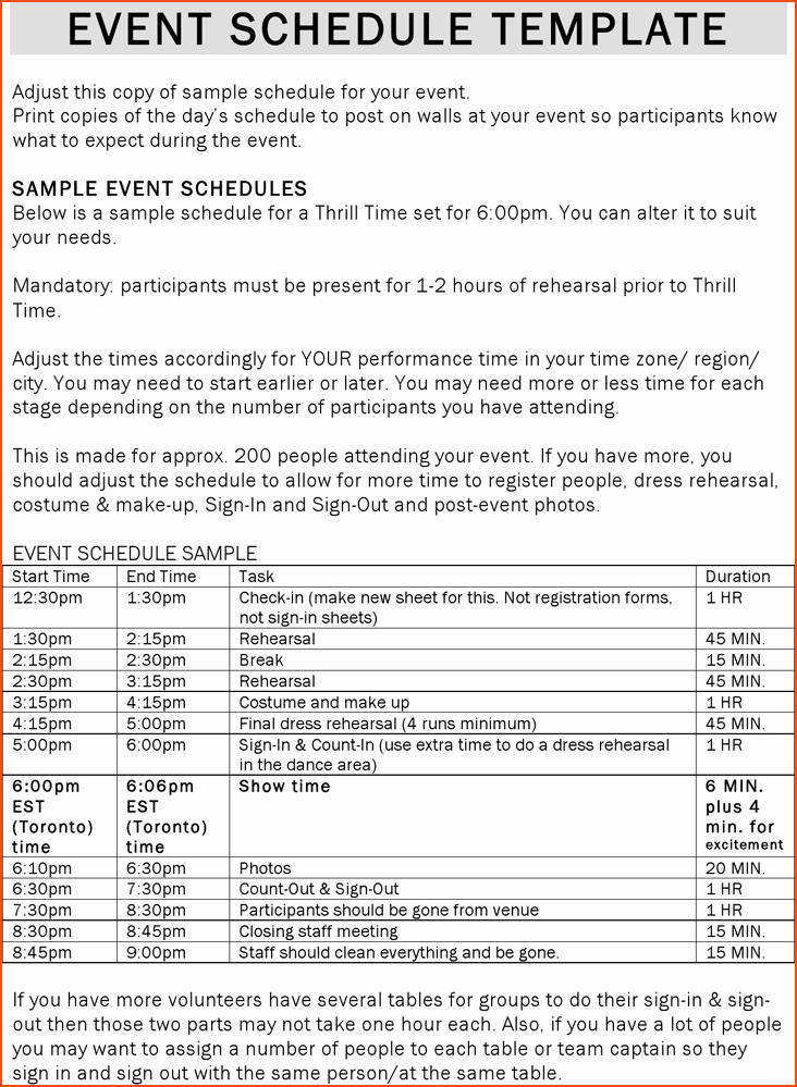 Wedding Schedule Of events Template New 6 event Schedule Template Bookletemplate