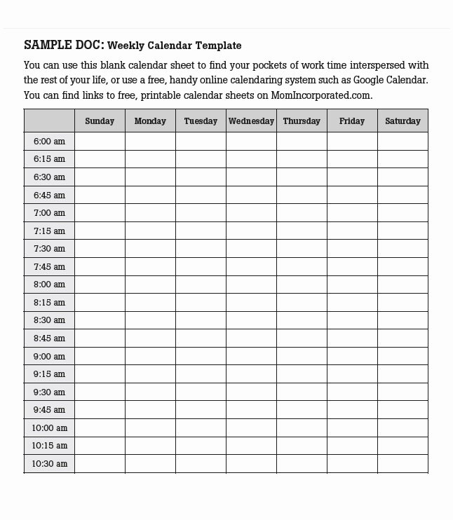 Week Day Schedule Template Awesome 10 Weekly Calendar Templates