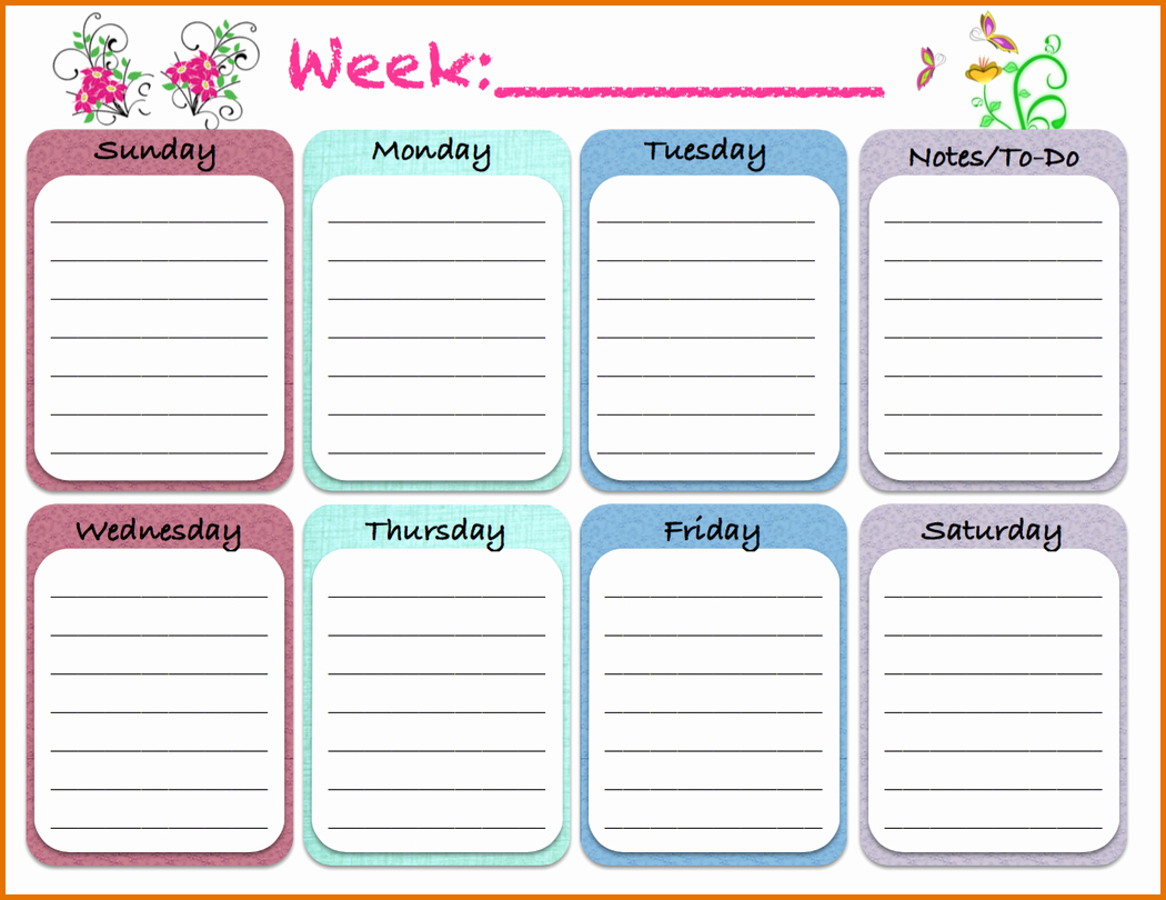 Week Day Schedule Template Awesome Weekly Schedule Template Pdf