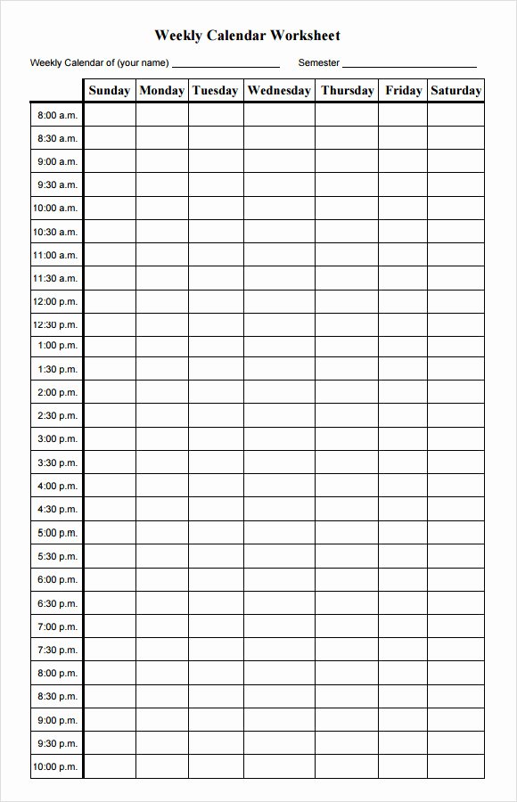 Week Day Schedule Template Best Of Free 20 Sample Weekly Calendars In Google Docs