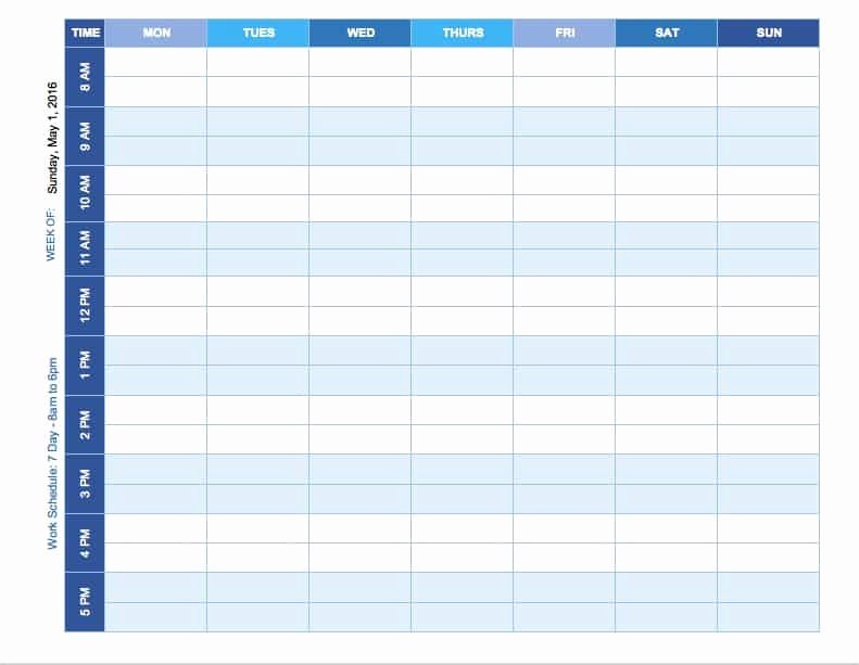 Week Day Schedule Template Best Of Free Weekly Schedule Templates for Excel Smartsheet