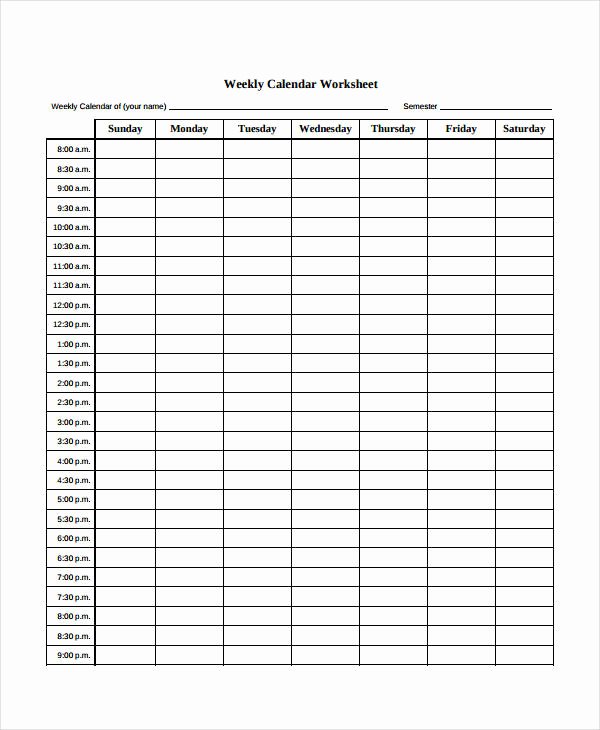 Week Day Schedule Template Elegant Blank Weekly Calendar 12 Free Pdf Word Documents