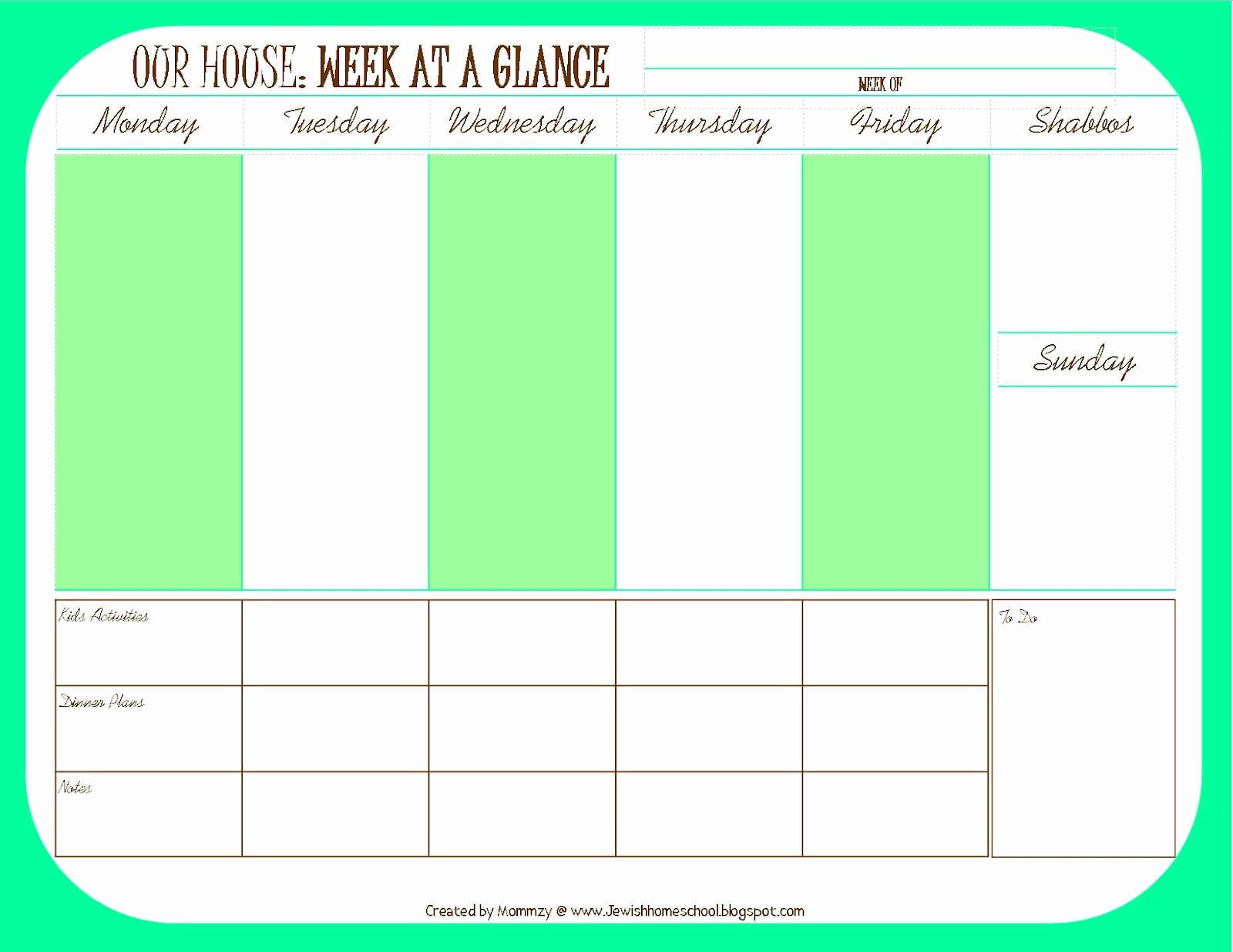 Week Day Schedule Template Lovely A Jewish Homeschool Blog Weekly Schedule