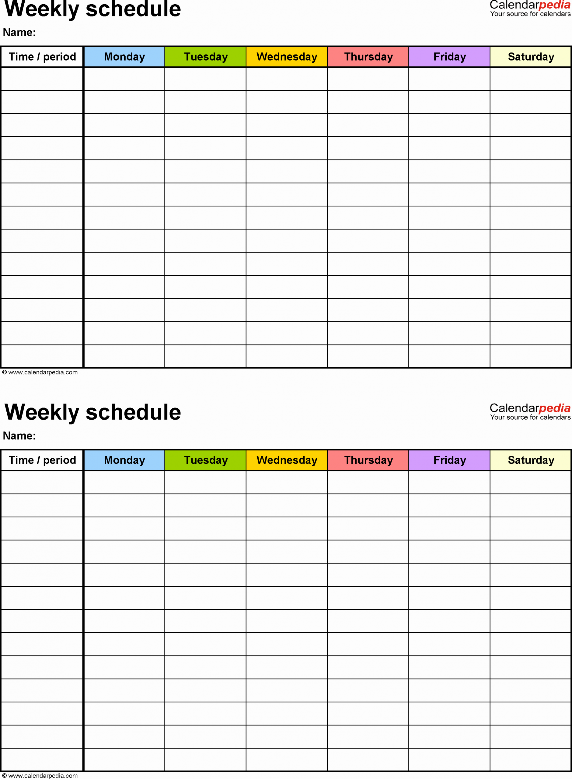 Week Day Schedule Template Lovely Free Weekly Schedule Templates for Excel 18 Templates